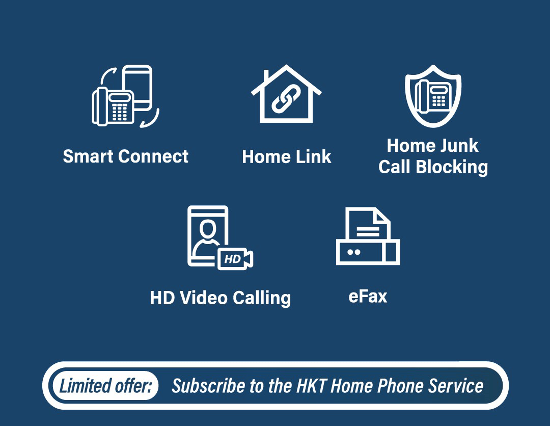 csl x HKT家居電話全新「智互通」Smart Connect服務，無論手機或家居語音來電，一按即可轉駁轉換，讓您隨時隨地輕鬆接聽，連同家居滋擾電話攔截功能、外遊時連接Wi-Fi或流動數據致電回港#等額外免費服務，為您提供強大通訊組合。